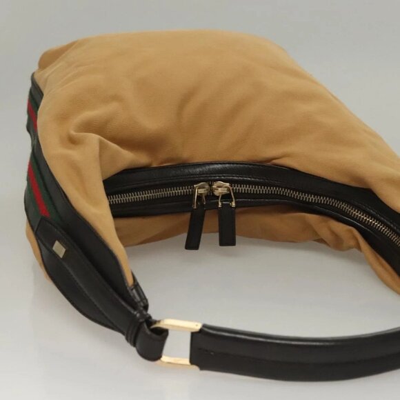 GUCCI Web Sherry Line Shoulder Bag Canvas Beige Gold 001 4288 Auth - Picture 7 of 16